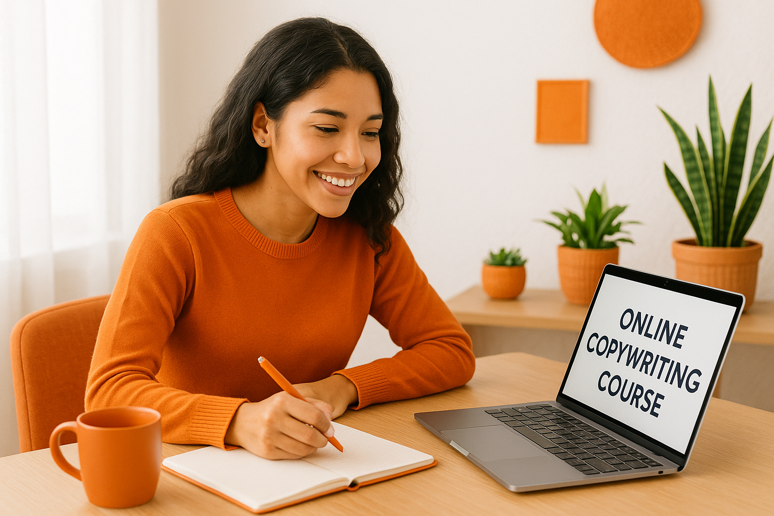 Estudiante tomando curso de copywriting